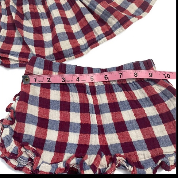Cat & Jack Red, White and Blue Plaid Short Set EUC - Picture 2 of 4